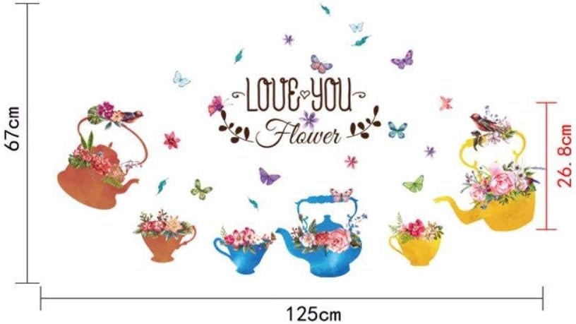 Wall Stickers, Hand Painted Flower Pots for Kids Rooms Children's Room Bedroom Bathroom Kitchen Window Home Decor Art Decal size 50x70 sk7105