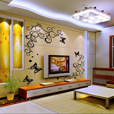 Wall Stickers US Stock Flower Vine Home Decor Lobby Living Room Lounge Bedroom Decal Corridor Stair size  32x58 nc1038