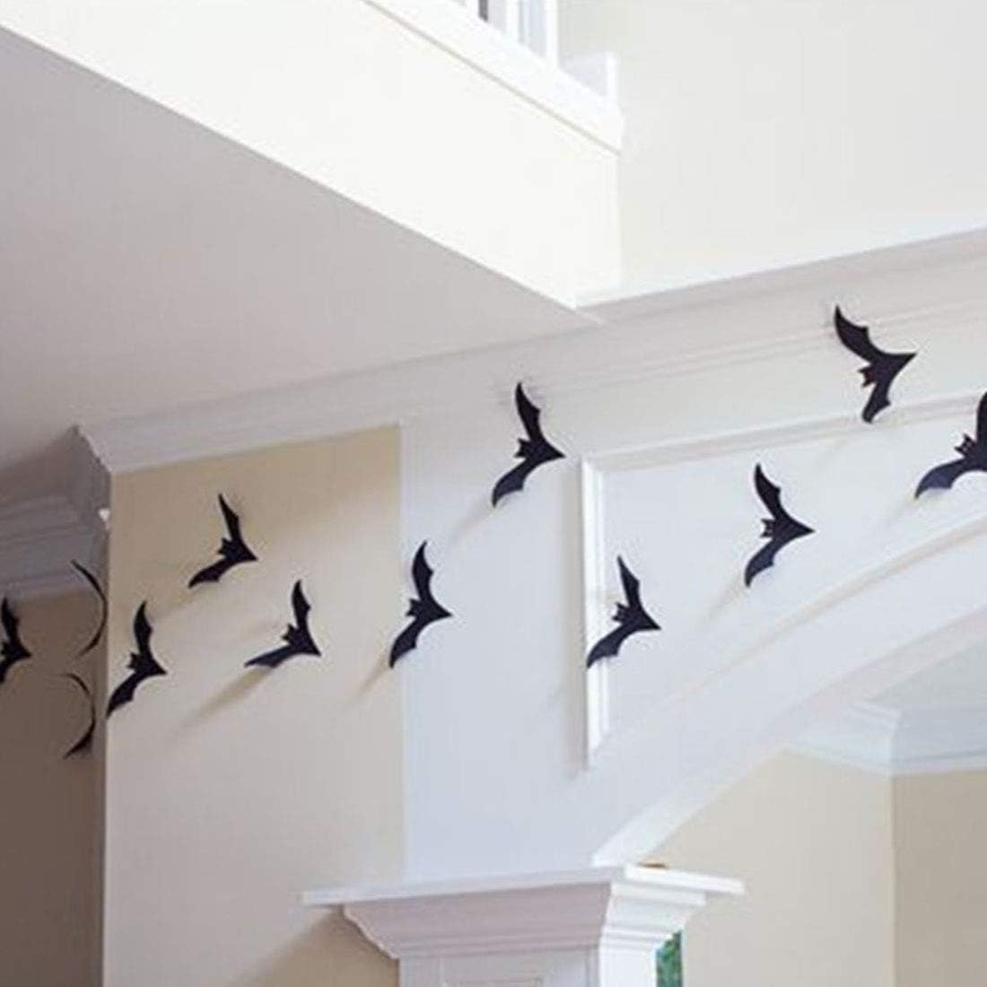 Halloween Bats, 56PCS Halloween Decorations Bat PVC 3D Bats Wall Decal Wall Sticker for Home Window Door Decorations 25x30cm sk-n-y001