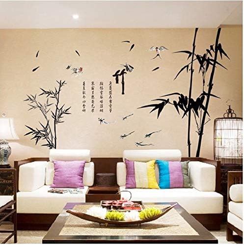 Chinese Style Ink Bamboo Wall Stickers for Bedroom Decor Sofa Background Airplane Pastrol Mural Door DIY Wall Posters Sale