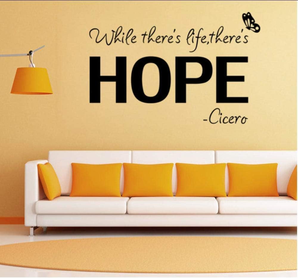 Hope Motivation Wall Sticker While There is Life There is Hope Wall Decal Living Room Bedroom Office Wallpaper Decor Mural size 50x70 dzr2021