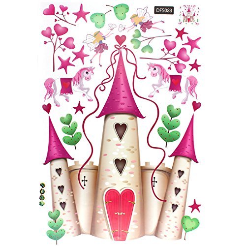 RANDWICK Castle Horse Flower Fairy Pattern Removable Wall Sticker Wallpaper Decor size 60x90  df5083