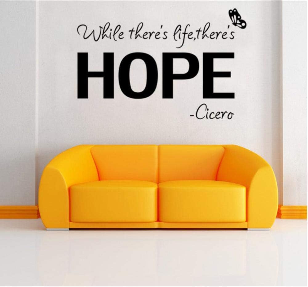Hope Motivation Wall Sticker While There is Life There is Hope Wall Decal Living Room Bedroom Office Wallpaper Decor Mural size 50x70 dzr2021