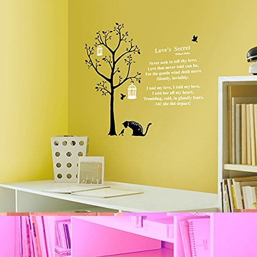 Kei Lala Wall Sticker Tree [Cat and Birdcage] Stylish Wall Sticker Wall Sticker Removable DIY Wallpaper Sticker size 50x70 tc963