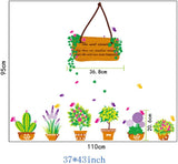 MJ7031 BEST OF BEST Flower Cactus Plant Potted Wall Sticker Home Decal Removable PVC Murals Wallpaper Girls Boys Kids Baby Nursery Bedroom Living Room Bathroom Kitchen Window
