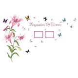 Baby Boy's Lily Flowers Photo Frame Butterflies Petals Wall Decal One Size Pink