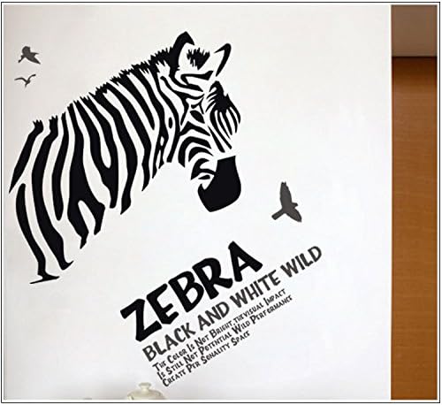 DNVEN 35 inches x 35 inches Zebra Head Black and White Wild Vinyl Wall Sticker Zebra Wall Decals Animal Print Home Murals Decor for Bedrooms Living Rooms size 120x60cm  lc6017