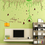 Wall Sticker English Letters Rural Green Leaves BirdsXy1059 xy
