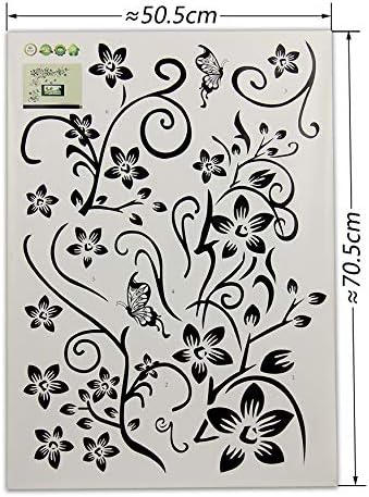 Classical Black Flower Wall Art Living Room Floral Wall Stickers Home Decorations Plant Wall Decals size 50x70 hnc027