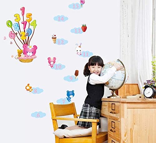 Ay7116 Bear balloon candy digital height stickers kids rooms decor diy art decals poster removable pvc measuring wall sticker