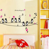 Good Life The Bird Will Sing for Us Birds Sing on A Line Music Wall Decor Decal Sticker Black wall sticker size 50x70 ay7019