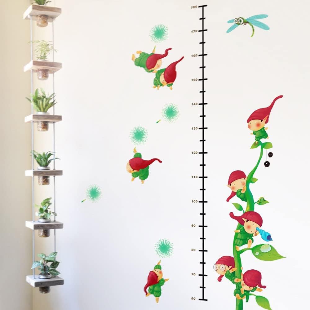 Ccd007 height chart wall sticker,kids wall stickers, Cartoon Green Vines Wall Stickers for Kids Room Nursery Decor Background Removable Children's Height Measuremnt Growth Chart