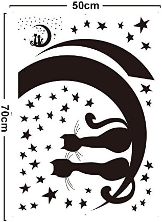 Lovely Cats Moon Stars Wall Decals, Children's Room Nursery Removable Wall Stickers Murals size 50x70 nc1027