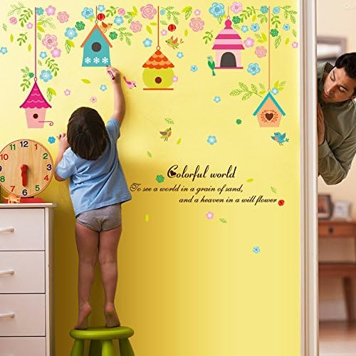 Flower bird nest living room bedroom interior decoration PVC material wall sticker mural size 50x70 sk7094