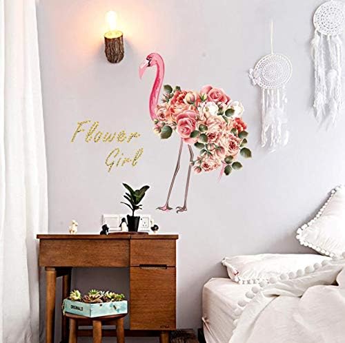 Sk7166 Flamingo Vector Wall Decal Peel and Stick Animals Wall Decals Decorative Wall Mural Wallpaper for Bedroom Bathroom Pink