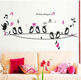 Good Life The Bird Will Sing for Us Birds Sing on A Line Music Wall Decor Decal Sticker Black wall sticker size 50x70 ay7019