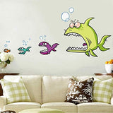 Cartoon Big Fish Eat Small Fish Wall Stickers Home Decor Living Room Bedroom DIY Art Mural Removable Wall Sticker size 50x70 xh6225