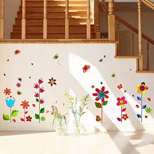 Colored Flowers Butterflies Premium Wall Stickers XY8040