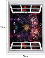 Creative 3D Aesthetic Romantic Fireworks Fake Window Living Room Bedroom Background Decoration can Remove Wall Stickers size 50x70 sk7019c