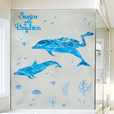 DNVEN DIY 39 inches x 32 inches Divers Swim with Dolphins Animals Wall Stickers Decals Decorations for Children Nursery Kids Room size 50x70 xls7205
