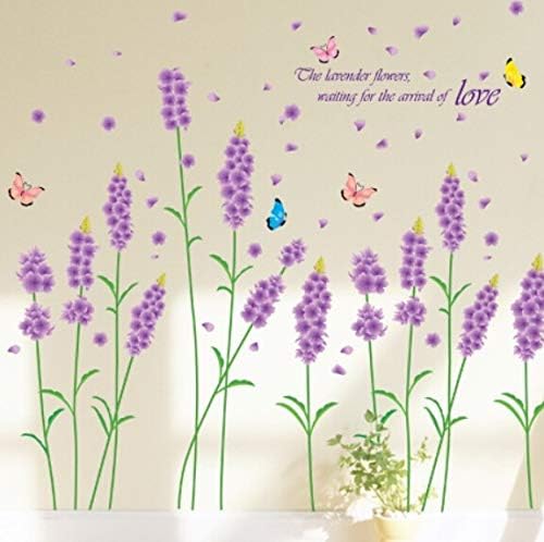 Beautiful Lavender Flowers Vinyl Wall Stickers for Bedroom