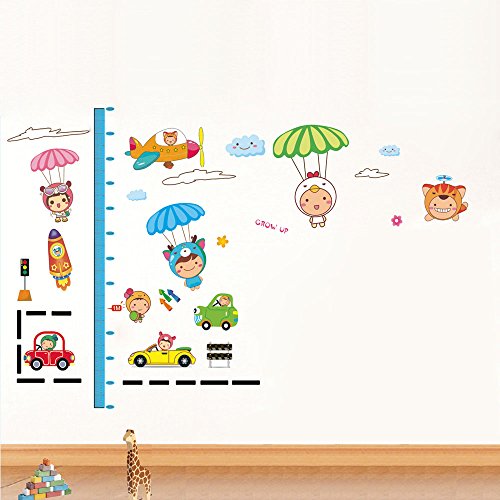 docooler Cartoon Cute Parachute Height Scale Measurement DIY Wall Wallpaper Stickers Art Decor Mural Kid's Child Room Decal size (70x50cm) xy8101