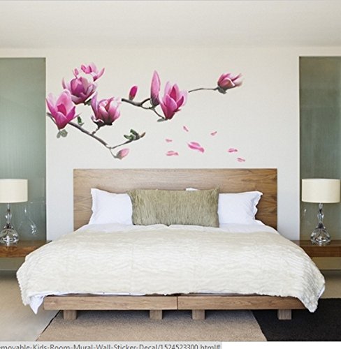 Purple Magnolia Flower Red Bloosom Flower Branch Wall Sticker Decal Rub a Stylish Modern Flowers Living Room Bedroom Decoration Kitchen