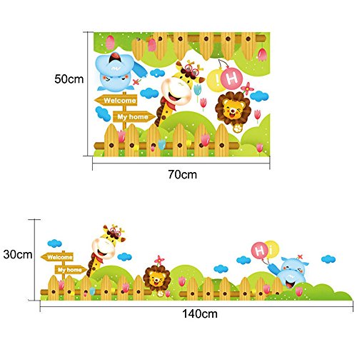 jungle Wild Animal PVC Wall Sticker Decals for Kids Baby Bedroom Kindergarten size 50x70 xh6014b
