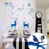 Wall Stickers & Murals Wall stickers-SK9181 Blue elk Silhouette Wall Stickers Nordic Style Bedroom Living Room Porch Removable Decorative Starlight Deer-Wall stickers-SK9181