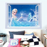 Frozen Elsa 3D Window View Decal Wall Sticker size 50x70 ncs14126
