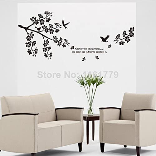 New vinyl wall stickers Black tree and birds home decor wall decals JM7190