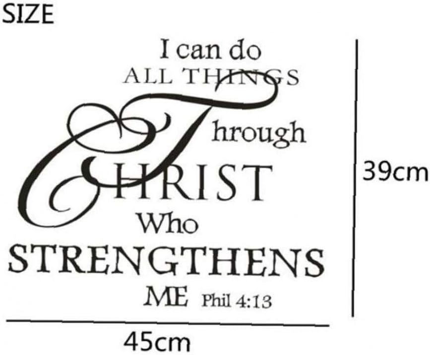 Can Do All Things by Christ Who Strengthens Me Wall Decal Vinyl Quotes Bible Writing Inspirational Words Wall Stickers Religious Home Decor  size 40x50 dz413