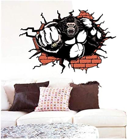 Gorilla Break Up The Wall 3D Wall Sticker Home Decor Kids Bedrooms Animal Funny Wall Decal