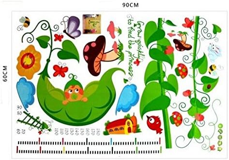 Green Bean Baby Height Growth Chart Wall Stickers Measure Decal Removable Kids Wall Decal Art Deco Baby Room Decoration Nursery size 60x90 ay845