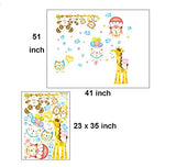 Happy Day Animals Baby Safari Hanging Bears and Monkeys Wall Decals Blue Coulds Heart Ballon Removable Toddlers Room  size 60x90 ay9182