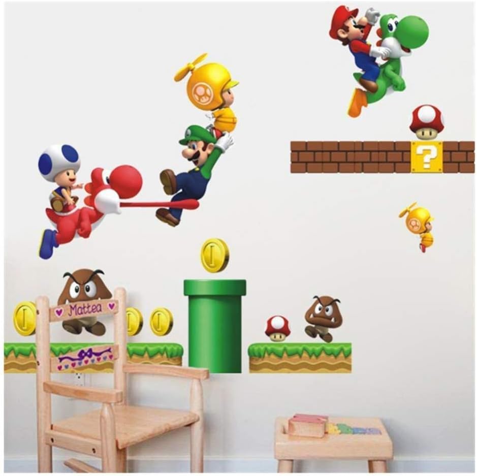 Mario Wall Sticker for Children's Room Home Decor Sticker size 45x60 ay621
