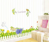 Sweet Garden Green Grass Flowers Wall Decal Home Sticker Paper Removable Living Dinning Room Bedroom Kitchen Art Picture Murals DIY Stick Girls Boys kids Nursery Baby Playroom Decoration size 50x70 ay7222