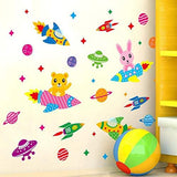 Spaceship Fish Paste PVC Transparent Wall Sticker size 30x40 xl3046