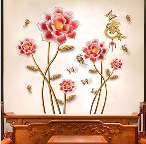 Elegant Family Harmony Pink Butterfly Love Flower Bedroom Tv Background Wall Sticker size 60x90 sk9371