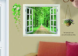 False Window Scenery 3d Wall Sticker Home Decor Green Forest Wall Decal For Living Room Wallpaper