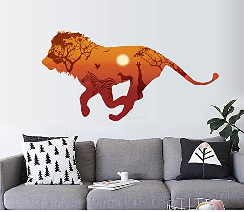 Africa Running Lion Giraffe Zebra Silhouette Animal 3D Wall Stickers Creative Decals for Living Room Kids Wall Decor Poster size60x90 hm92006a