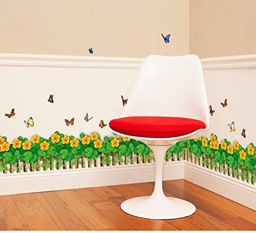 Suuncari new generation removable fencing skirting boards butterfly Buttercup baseboard bedroom wall sticker SK7033