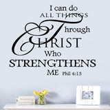 Can Do All Things by Christ Who Strengthens Me Wall Decal Vinyl Quotes Bible Writing Inspirational Words Wall Stickers Religious Home Decor  size 40x50 dz413