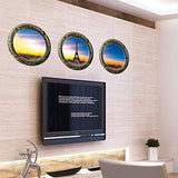 Kei Lara Trick Art Wall Sticker Window [Scenery from Round Window] Stylish Wall Sticker Removable DIY Wallpaper Sticker size 30x33 z-1-005