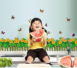 Suuncari new generation removable fencing skirting boards butterfly Buttercup baseboard bedroom wall sticker SK7033