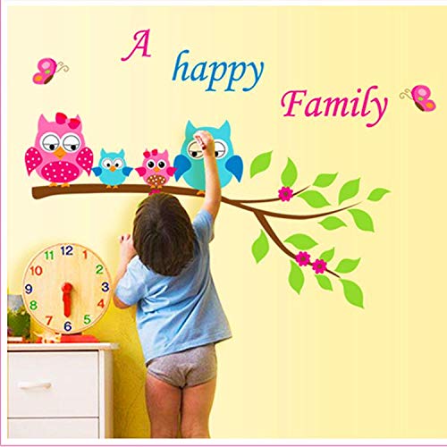 Home Decoration Kid's Room Decal Cartoon Cute Happy Owl Family Wall Sticker size 45x60 ay6013