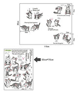 JAAMSO ROYALS Cute Cartoon Cats Design Vinyl Self Adhesive Peel and Stick Wall Sticker for Wall Decor and Home Decor AY7054