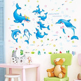AY9168 BLUE DOLPHIN wallsticker wall stiker hiasan dinding