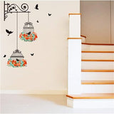 Cartoon Wall Stickers Bird Cage Flower Flying Living Room Nursery Room Vinyl Wall Decal Wall Stickers Childrens Room Home Decoration