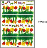 Tulip Flowers Butterflies Wall Stickers Removable Wall Decals Home Decor PVC Art Mural Baby Boys Girls Kids Bedroom Kitchen Decoration Wall Stickers Posters size 50x70 dlx501